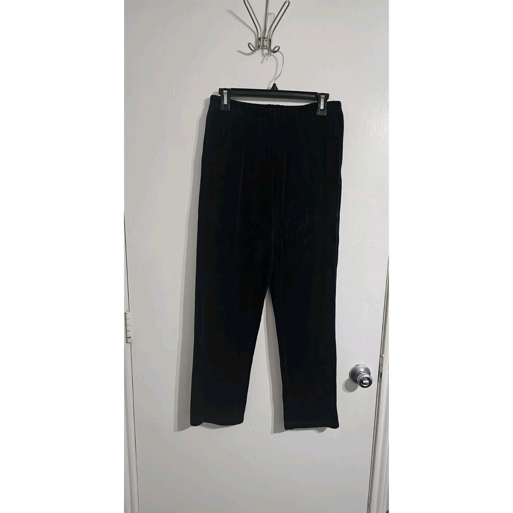 Liz Claiborne‎ Stretch Velvet Pants Sz Small Black Pull On Whimsigoth Minimalist